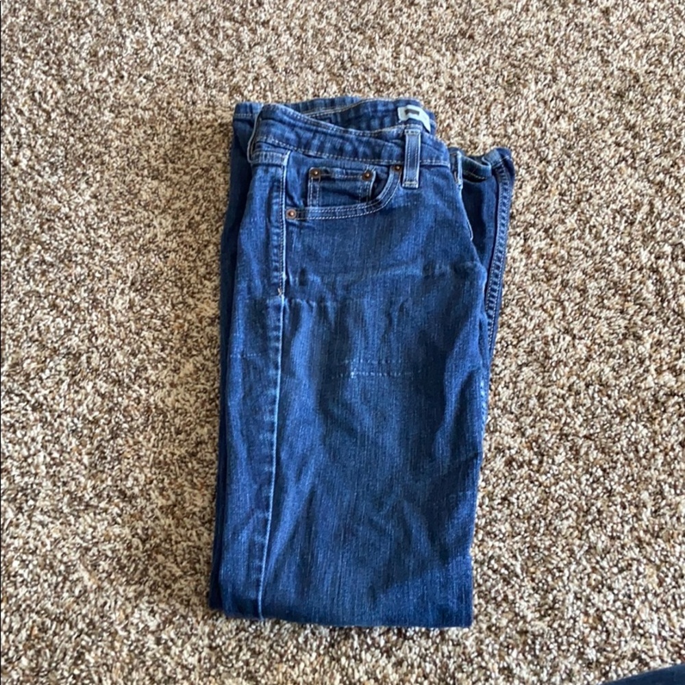 Levi Strauss brand blue jeans.